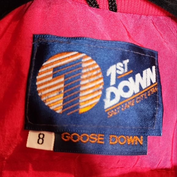 1st Down Pink Goose Down Coat. Kids size 8. - Picture 3 of 16
